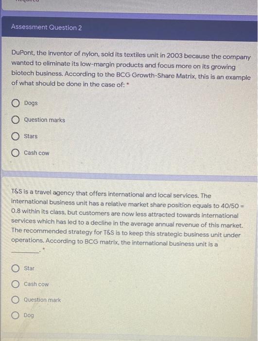 Assessment Question 2 DuPont, the inventor of