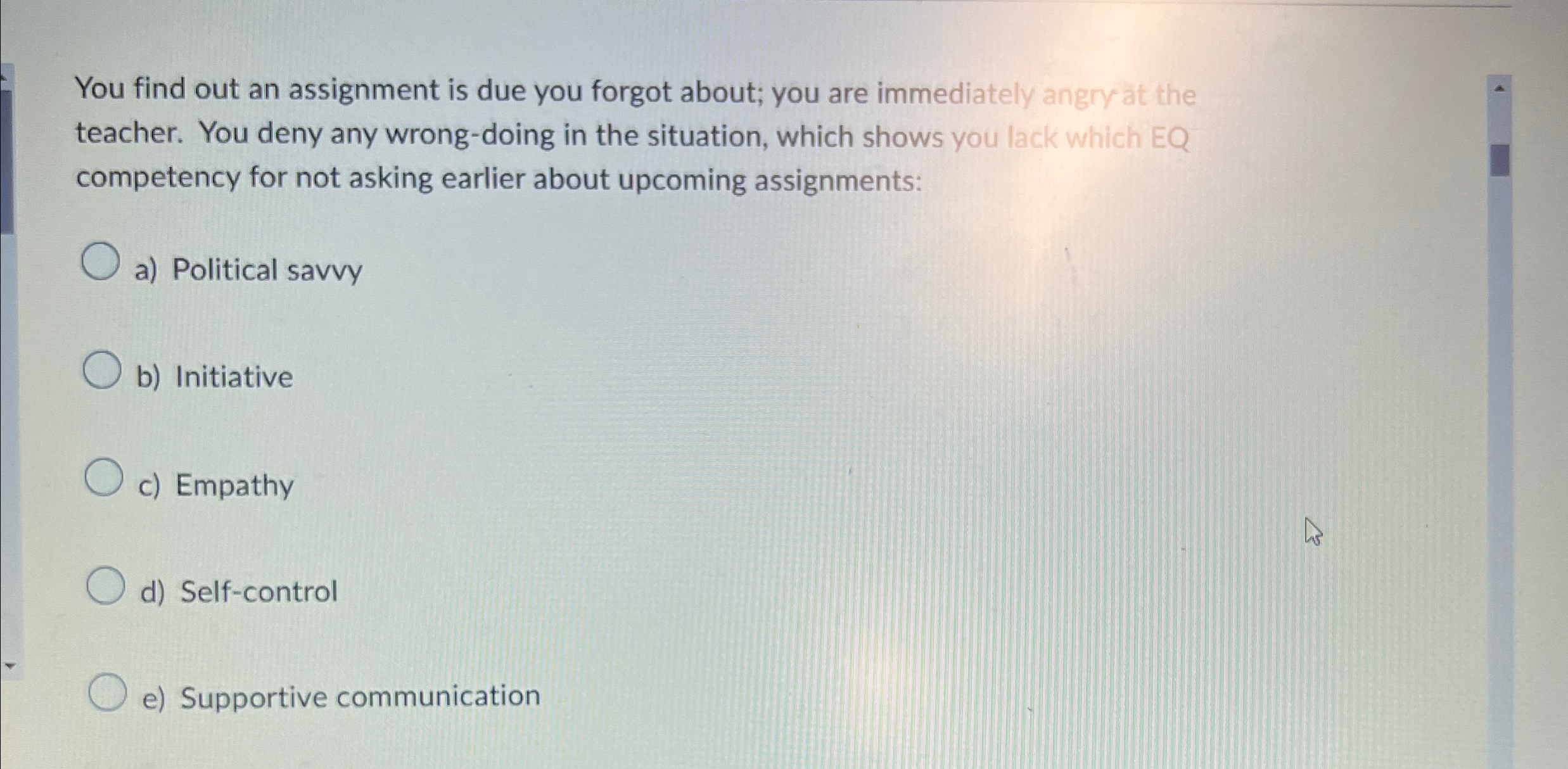 You find out an assignment is due you forgot