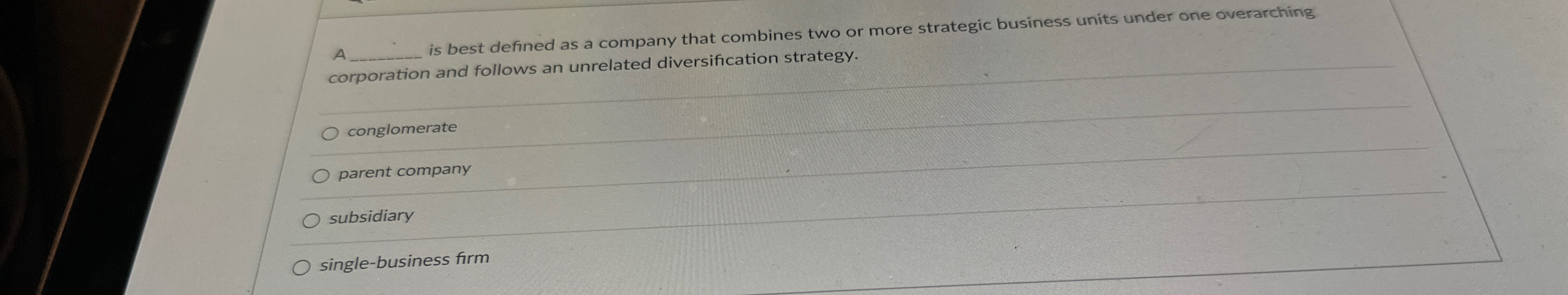 A is best defined as a company that combines two