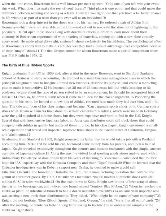 Nike Knight the king case study : Q1. Evaluate