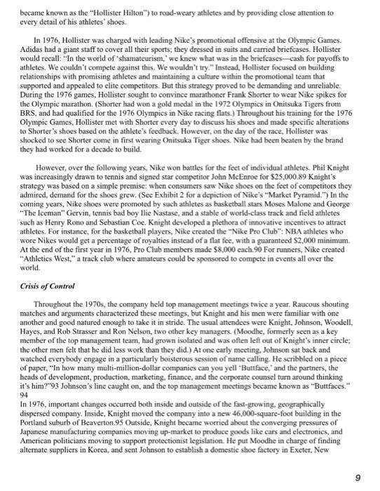 Nike Knight the king case study : Q1. Evaluate