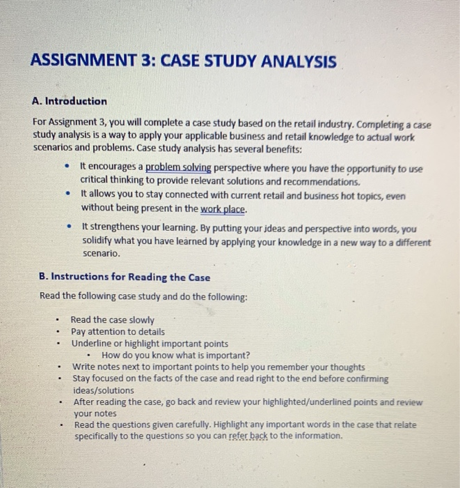 ASSIGNMENT 3: CASE STUDY ANALYSIS A. Introduction