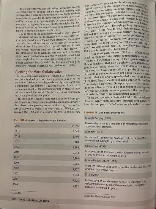 1. johnson & johnson case (based on text) a.