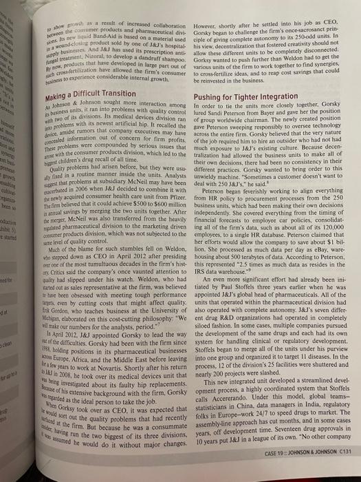 1. johnson & johnson case (based on text) a.