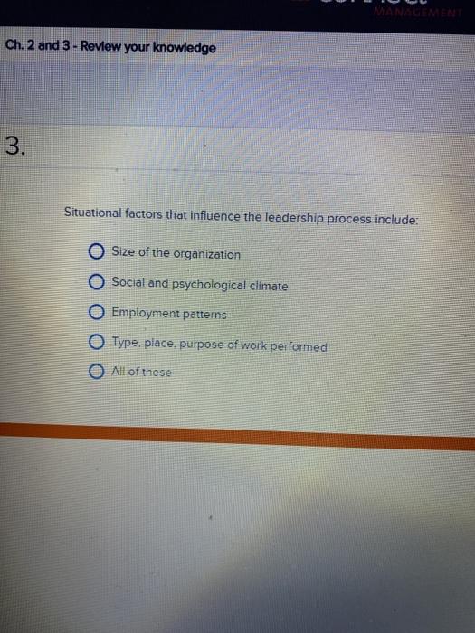 MAN Ch.2 and 3 - Review your knowledge 3.