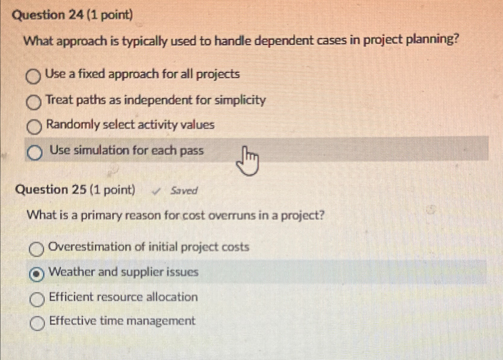 Question 2 4 ( 1 point ) What approach is