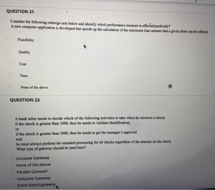 QUESTION 21 Consider the following redesign acts