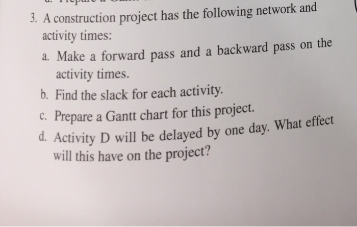 need help d. 11 PUUUUU 3. A construction project