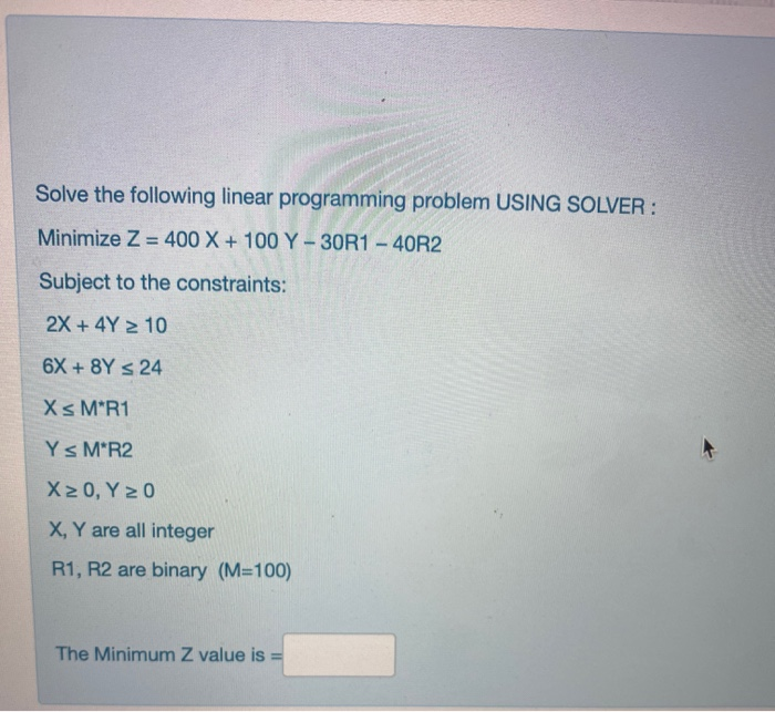 Solve the following linear programming problem
