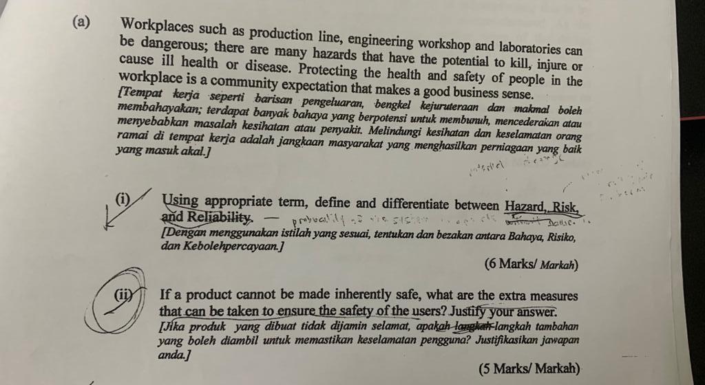 Workplaces such as production line, engineering