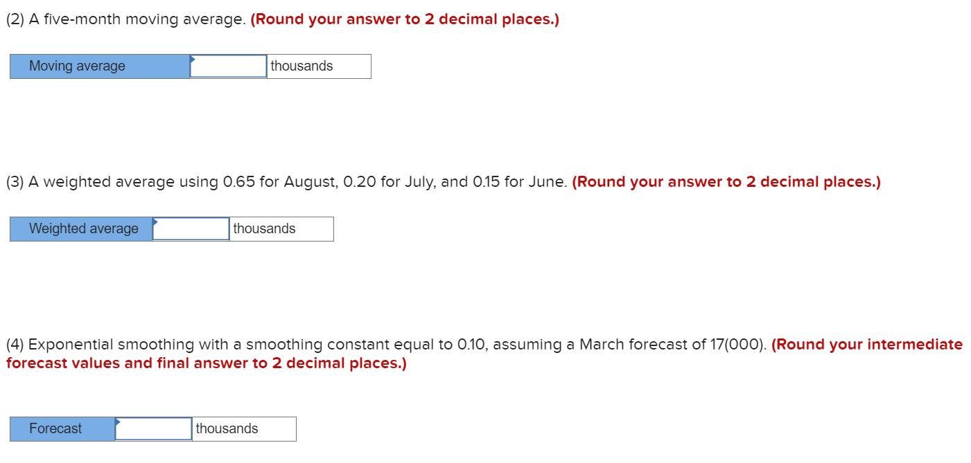 (5) A linear trend equation. (Round your