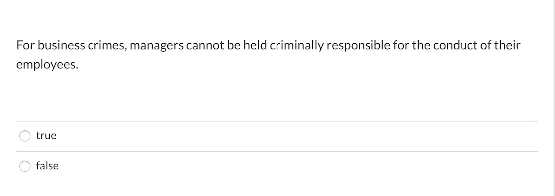 For business crimes, managers cannot be held