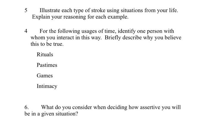 5 Illustrate each type of stroke using situations