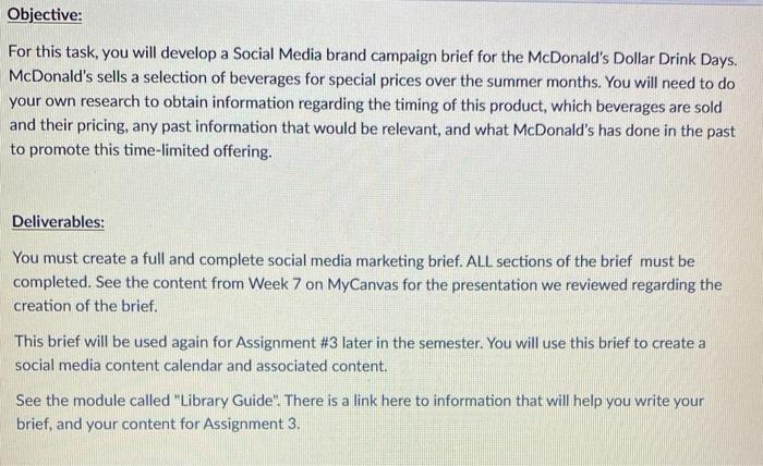 Objective: For this task, you will develop a