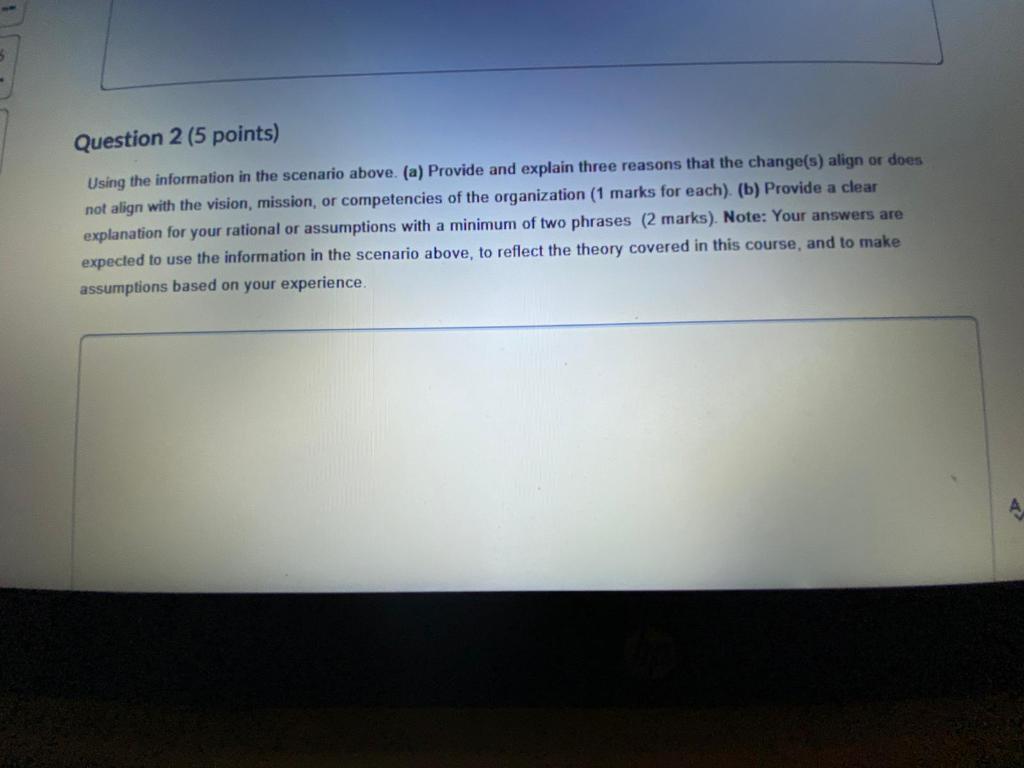 This is the scenerio Question 2 (5 points) Using