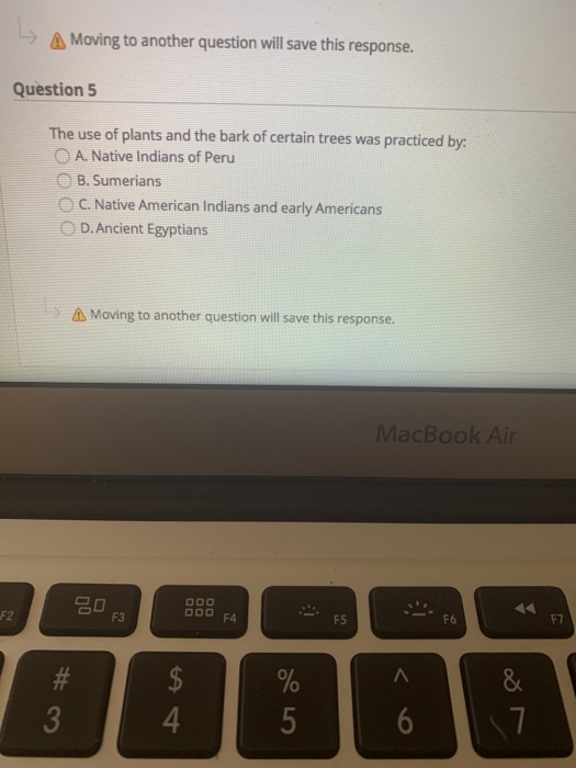 Moving to another question will save this