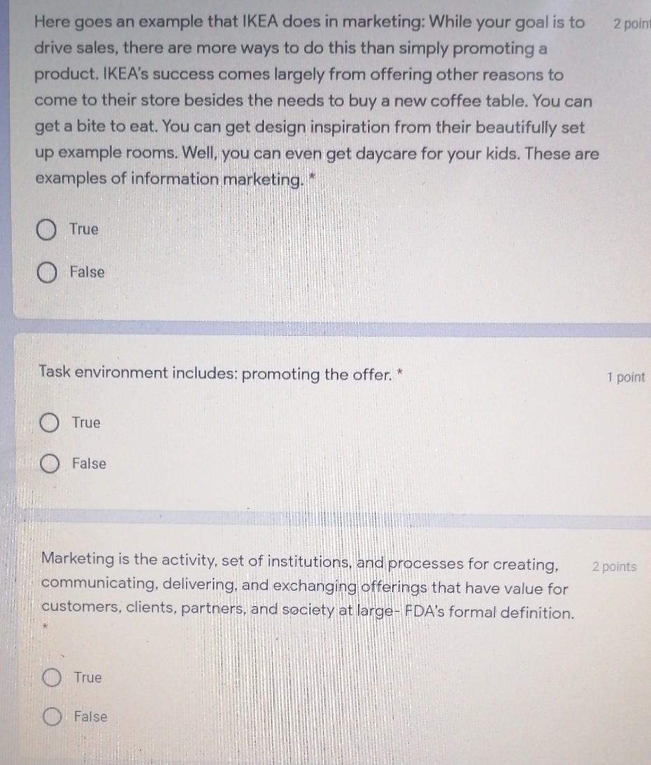 2 point Here goes an example that IKEA does in