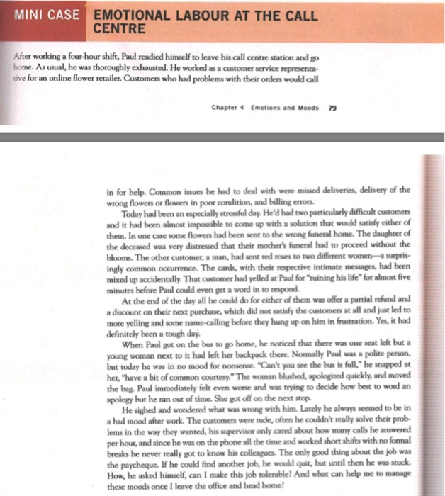 MINI CASE EMOTIONAL LABOUR AT THE CALL CENTRE