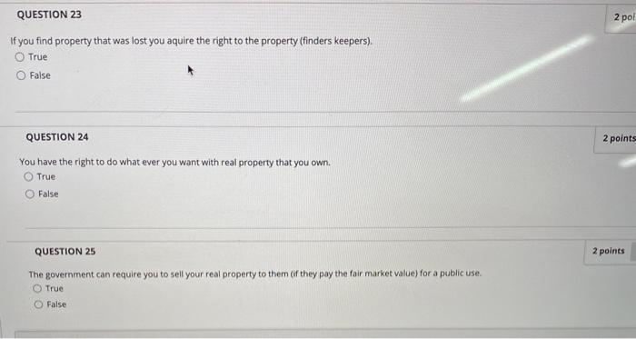 2 poi QUESTION 23 If you find property that was