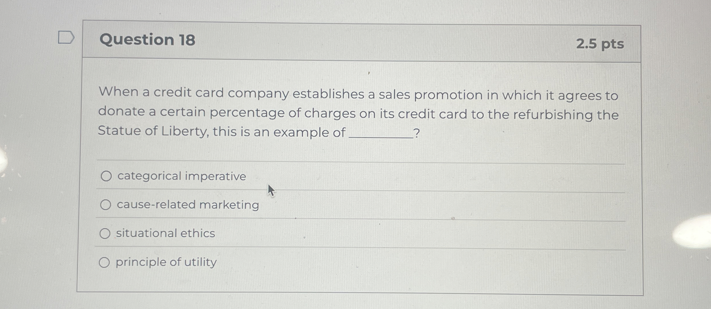 Question 1 8 When a credit card company