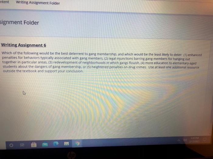 ntent Writing Assignment Folder signment Folder