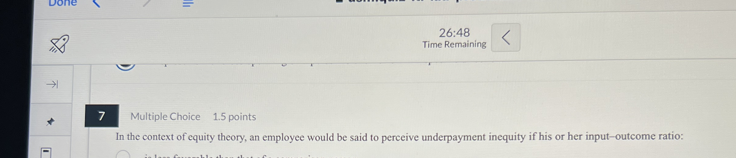 Done 1 0 2 6 : 4 8 Time Remaining 7 Multiple