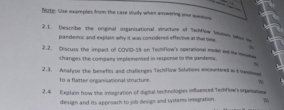 Note: Use examples from the case study when