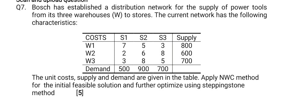 Q 7 . Bosch has established a distribution
