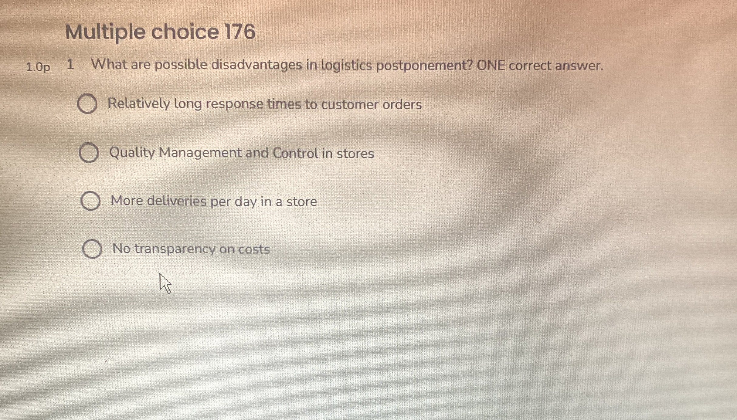 Multiple choice 1 7 6 1 . 0 p 1 What are possible