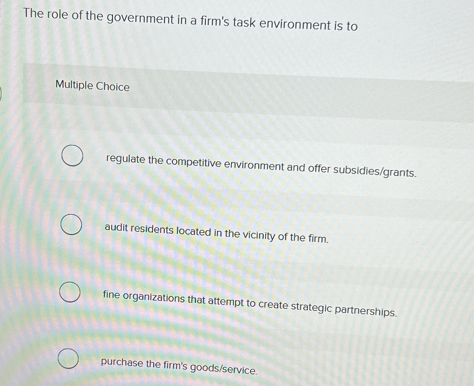 The role of the government in a firm's task