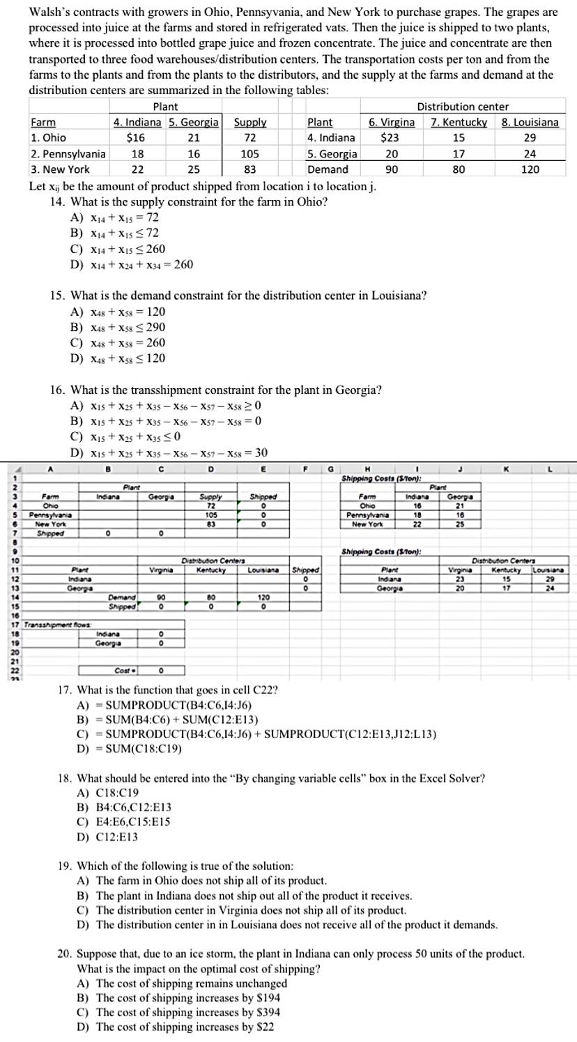 Excel question: Walsh's contracts with growers in