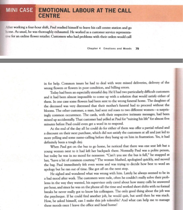MINI CASE EMOTIONAL LABOUR AT THE CALL CENTRE