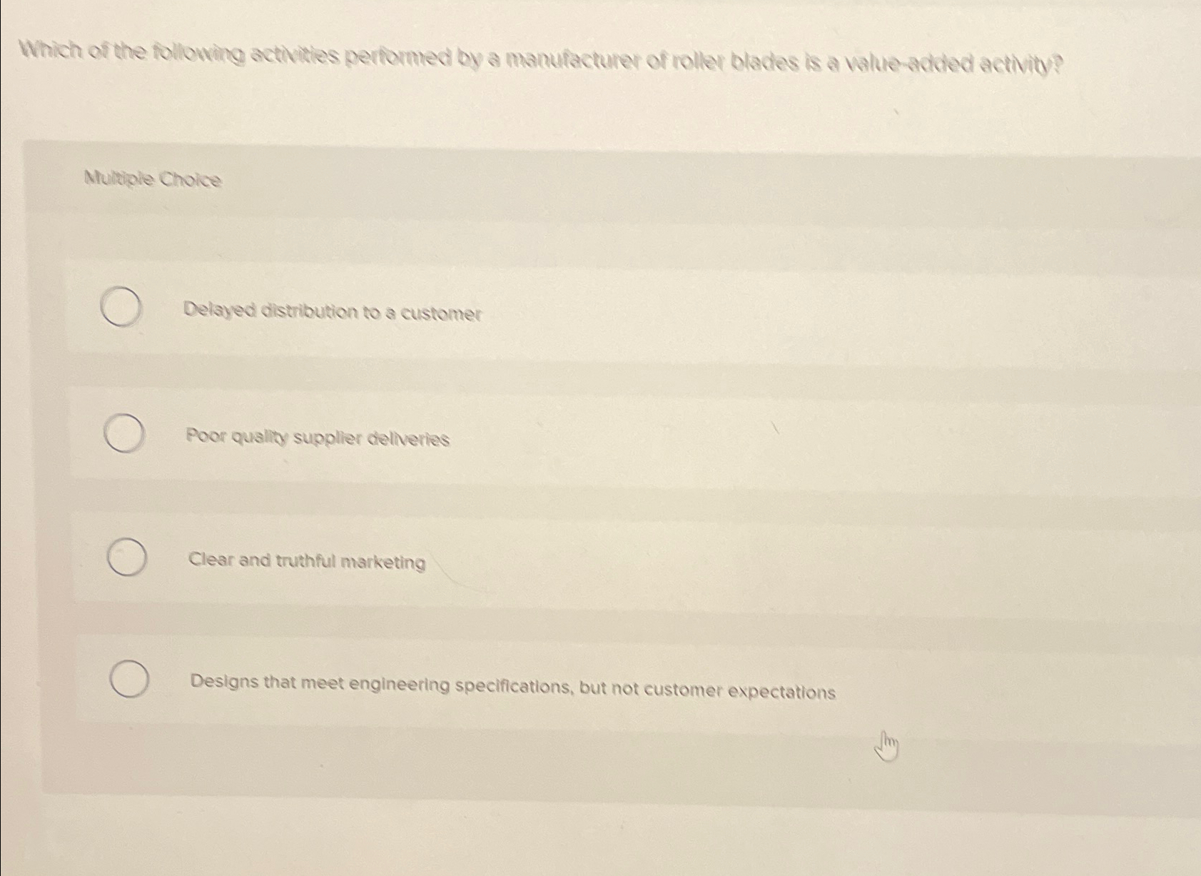 Which of the following activities performed by a