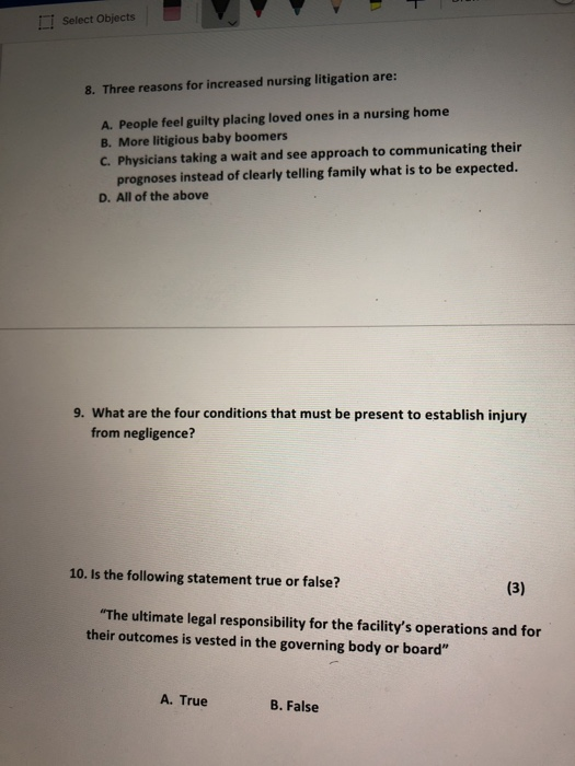 Select Objects 8. Three reasons for increased