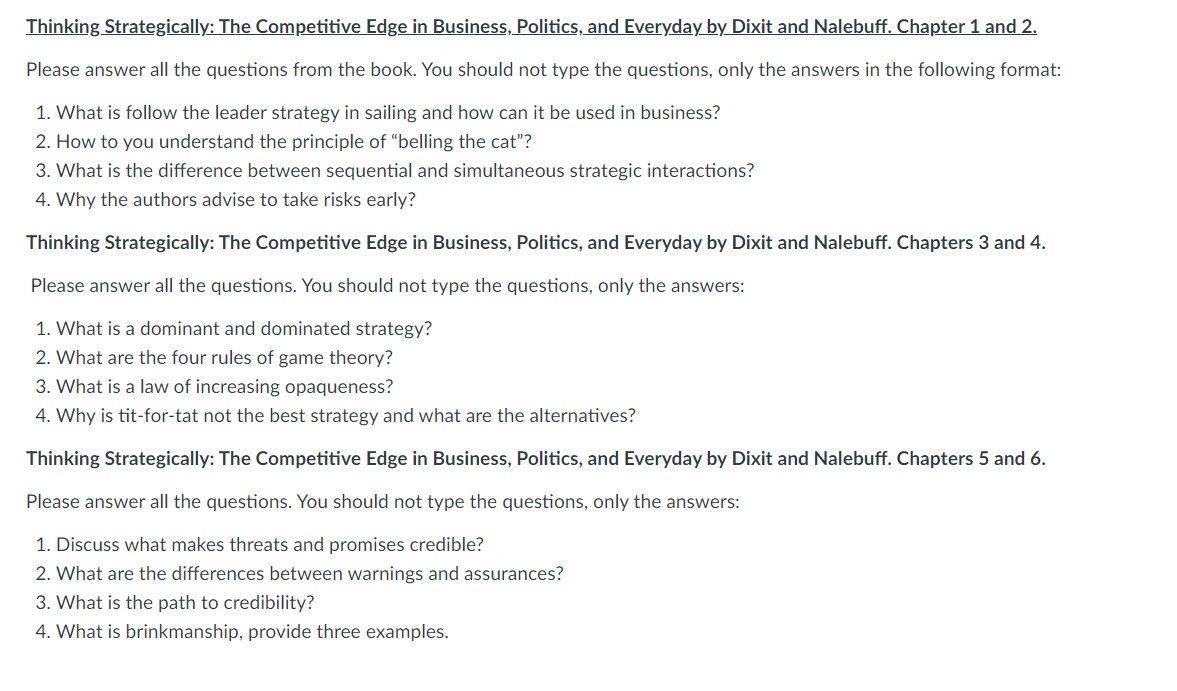 Thinking Strategically: The Competitive Edge in