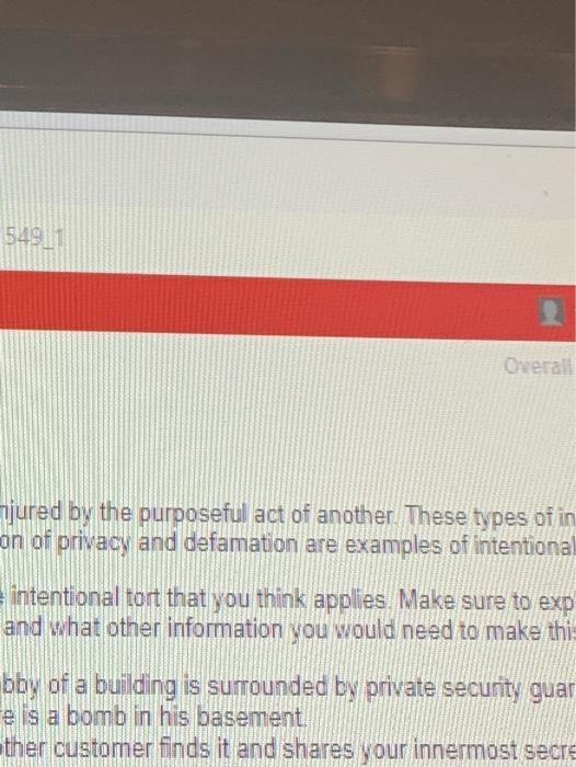 5491 Overal jured by the purposeful act of