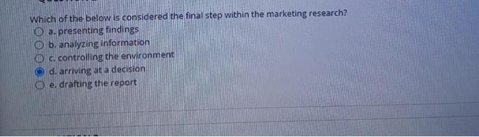 Which of the below is considered the final step