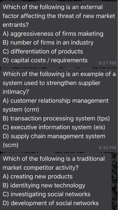Which of the following is an external factor