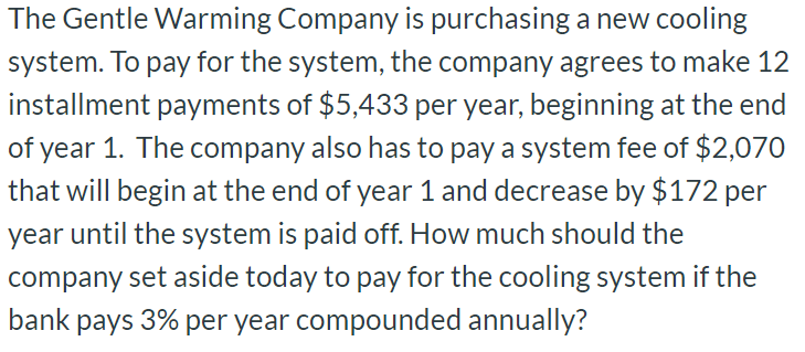 The Gentle Warming Company is purchasing a new