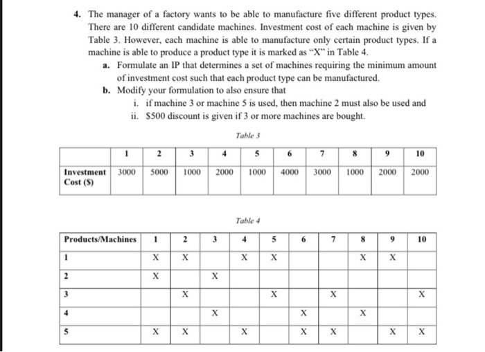 4. The manager of a factory wants to be able to