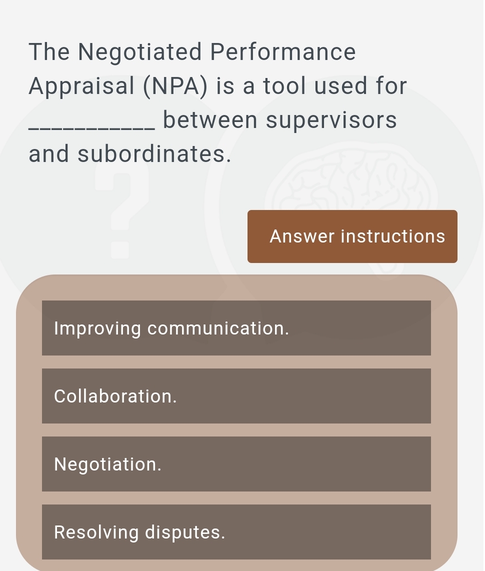 The Negotiated Performance Appraisal ( NPA ) is a