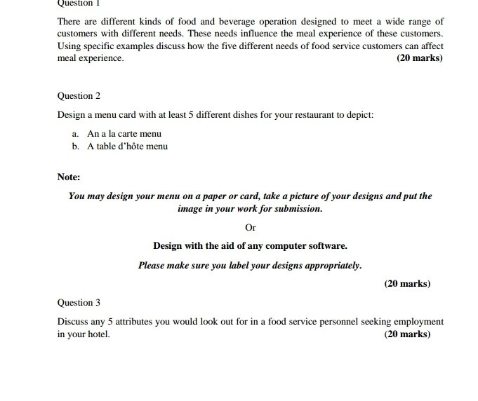 Question There are different kinds of food and