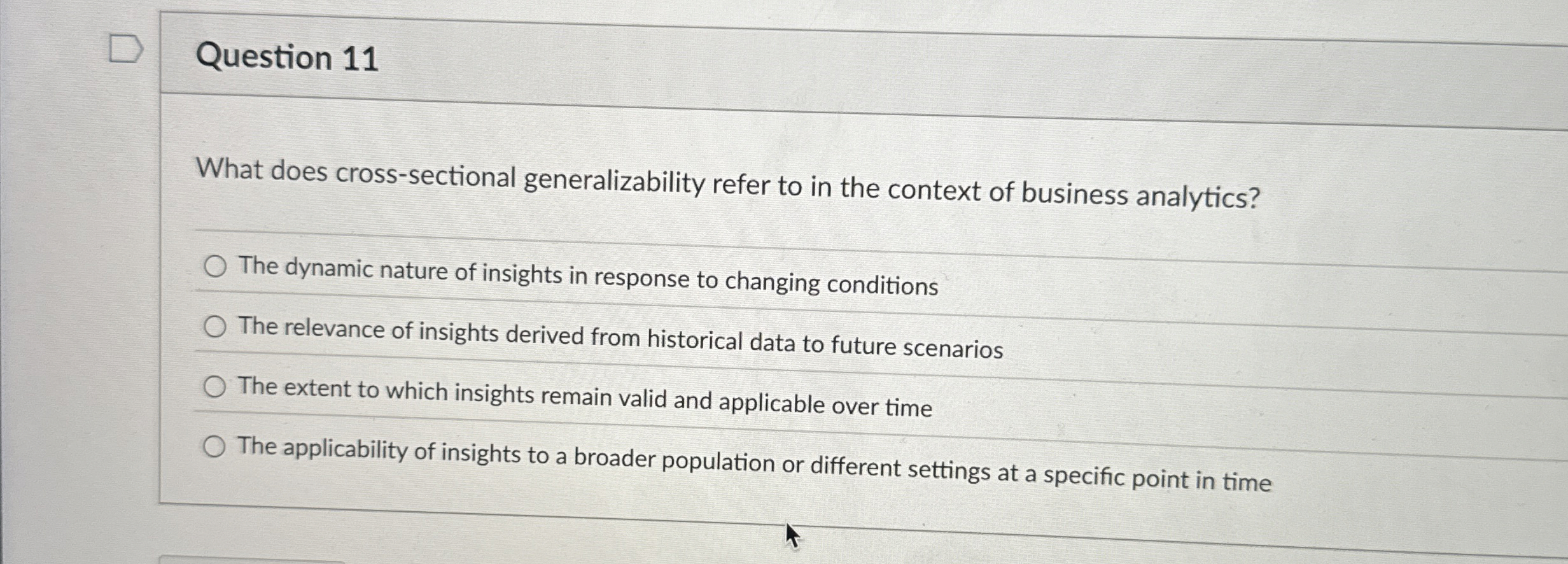 Question 1 1 What does cross - sectional