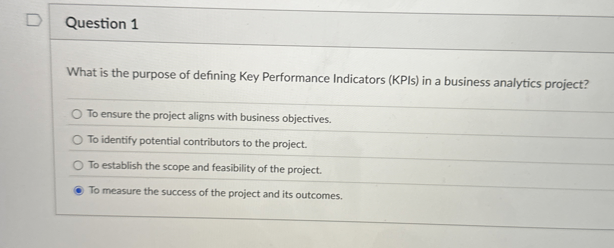 Question 1 What is the purpose of defining Key