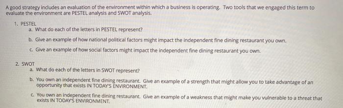 A good strategy includes an evaluation of the