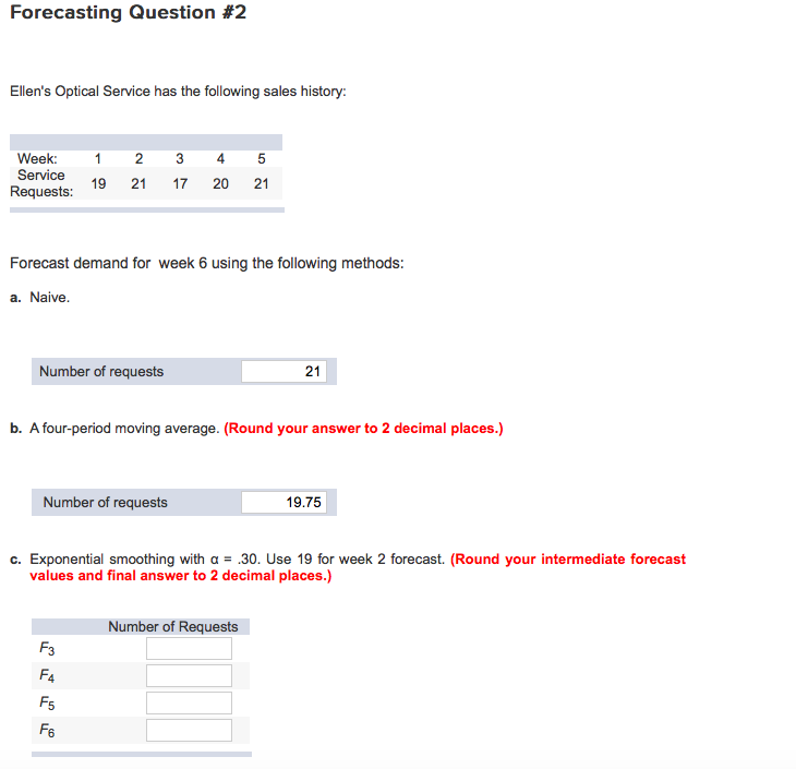 Forecasting Question #2 Ellen's Optical Service
