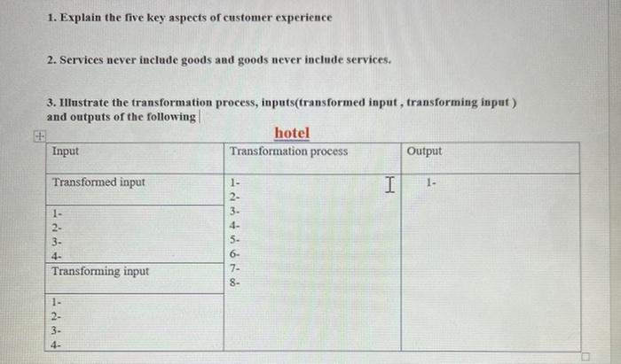 1. Explain the five key aspects of customer