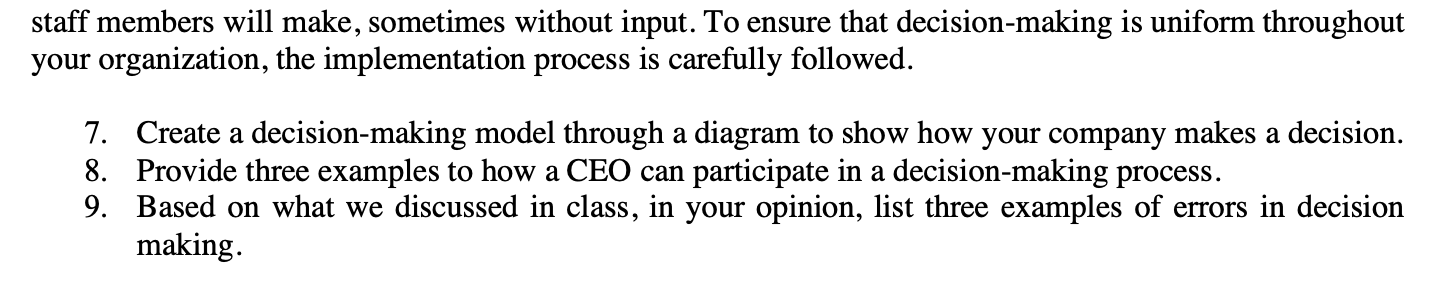 Ernest and Young conducts its Decision-making in