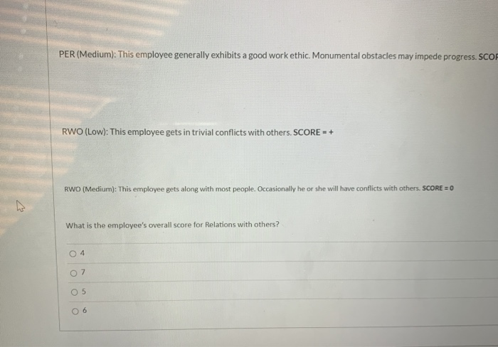 Consider the following Mixed-Standard Scale based