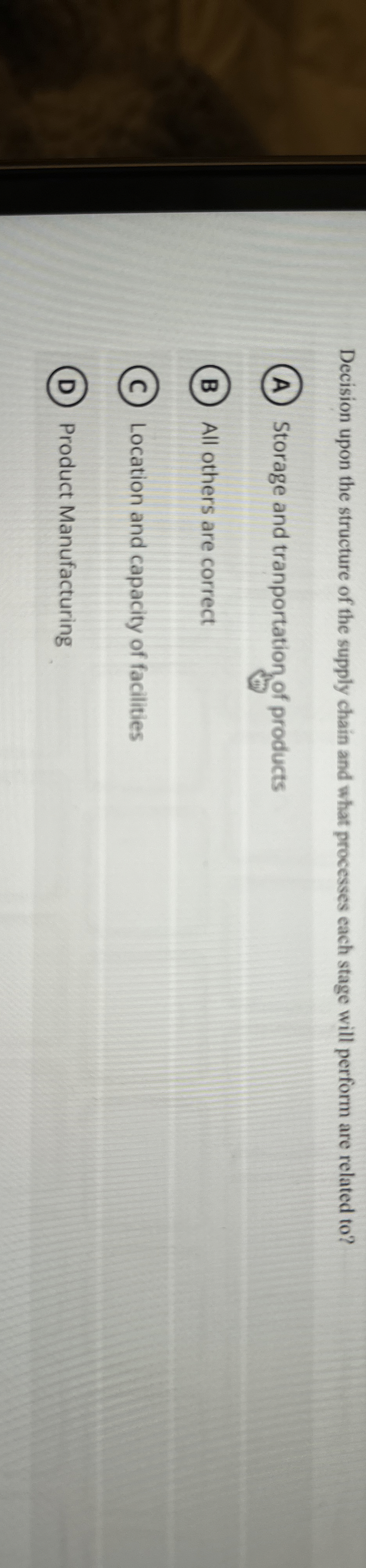 Decision upon the structure of the supply chain